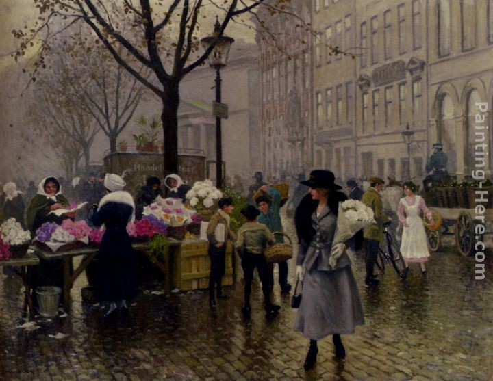 Paul Gustave Fischer The Flower Market, Copenhagen